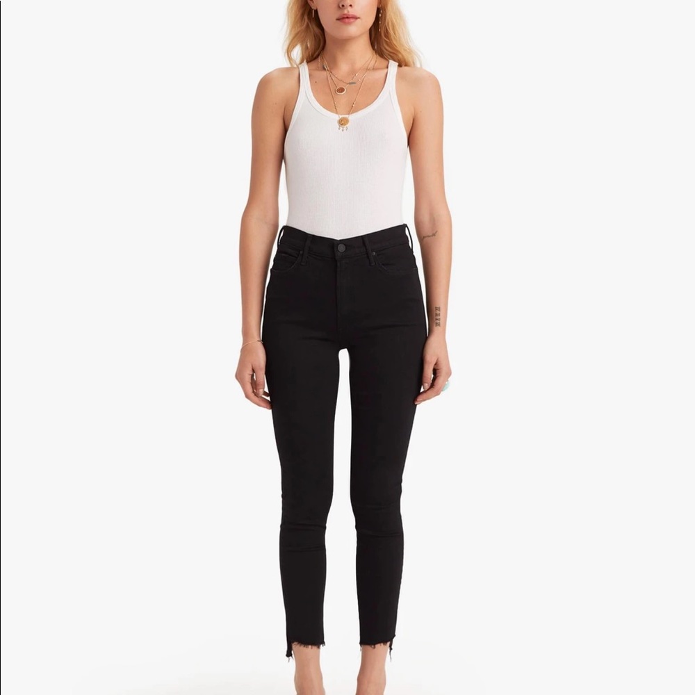 Mother denim stunner zip ankle step fray